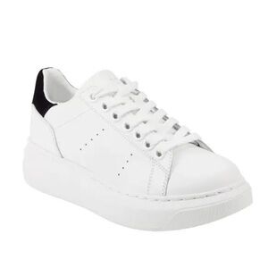 Mark Fisher White Platform Lace-Up Sneaker with Black Heel Accent